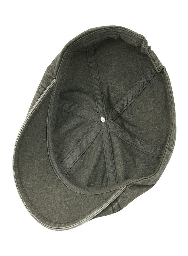 VOBOOM Cotton Washing Flat Cap Cabbie Hat Gatsby Ivy Irish Hunting Newsboy (Washed Army Green) - Image 5